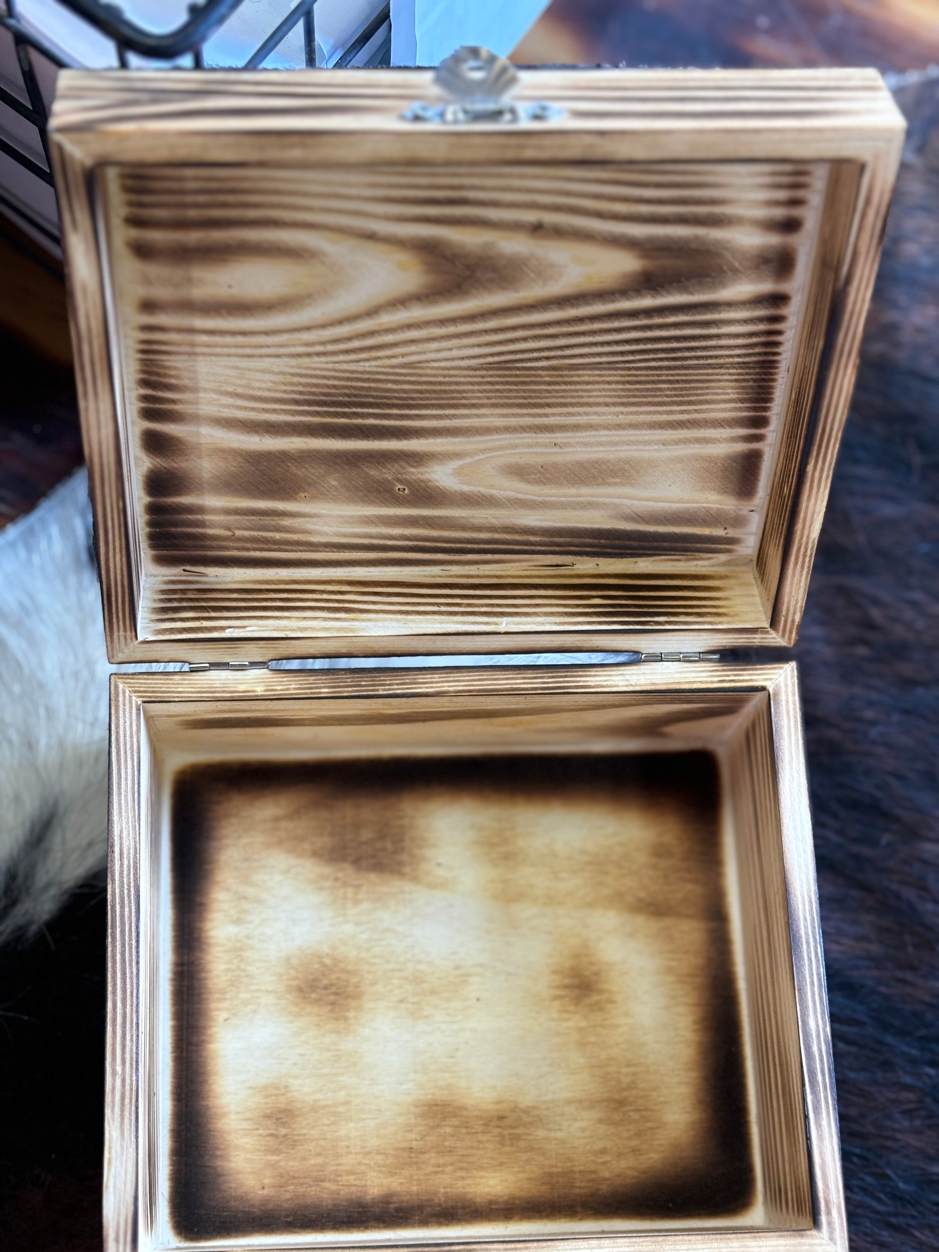 Large Cowhide/Wood Trinket Box